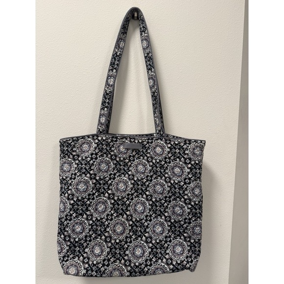 Vera Bradley Handbags - Vera Bradley Tote Bag W/ Double Straps Black‎ & Gray With Floral